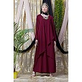 Asymmetrical abaya with overlapped panel- Maroon